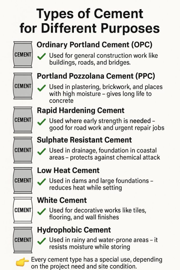 Cement Types uses