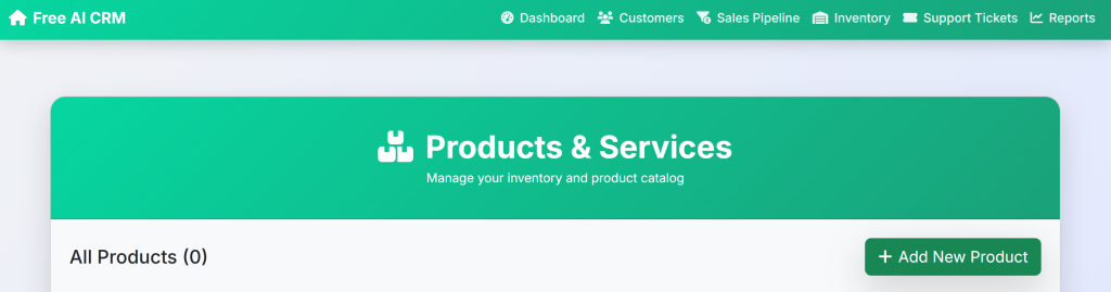 Inventory Section in Free CRM App