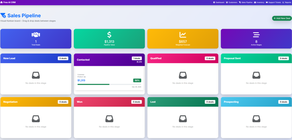 Sales Pipelines in Free AI CRM