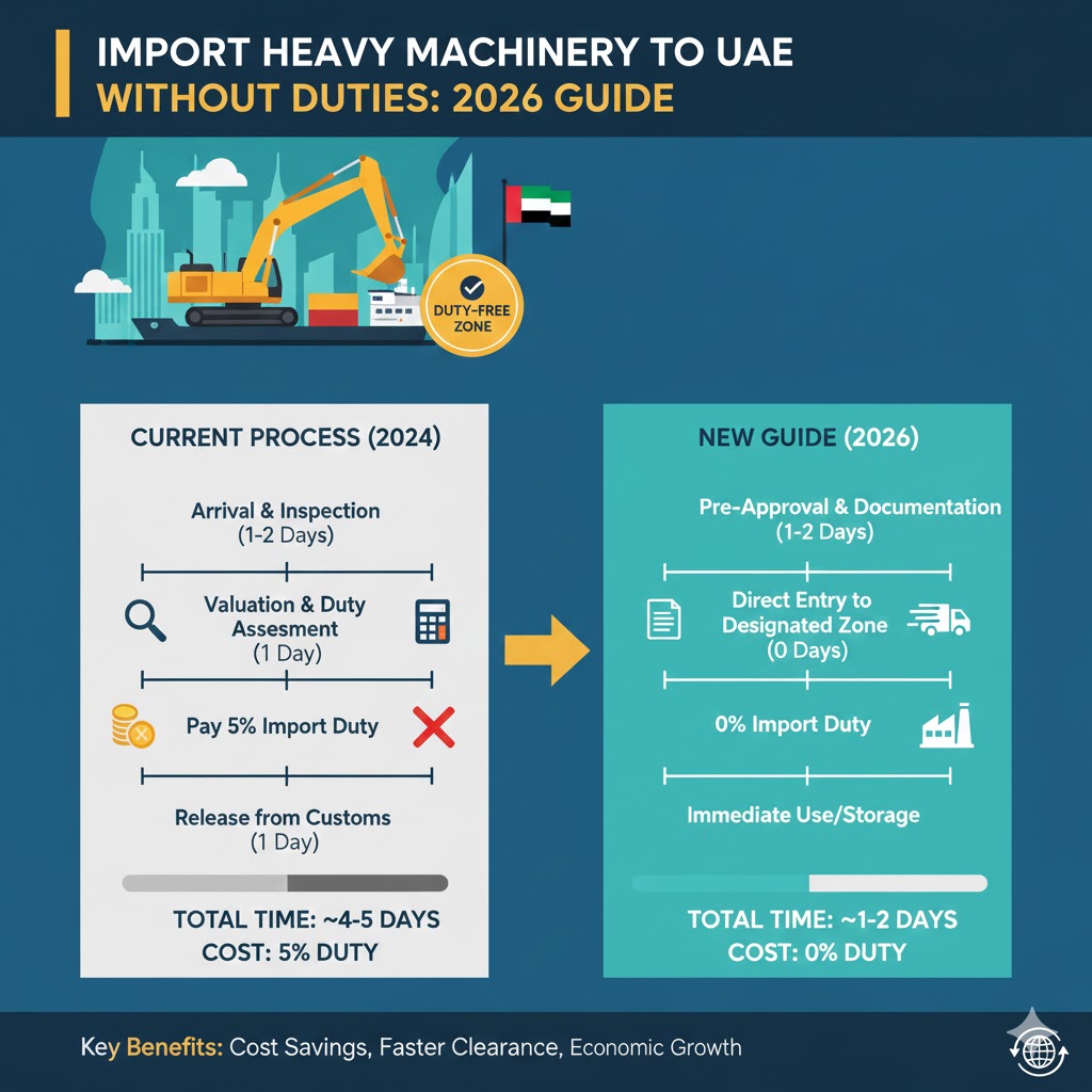 Import Heavy Machinery to UAE Without Duties: 2026 Guide