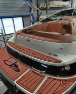 Bimini top, cockpit and bow covers, snap-in carpet, swim platform, stereo, and more family-friendly features