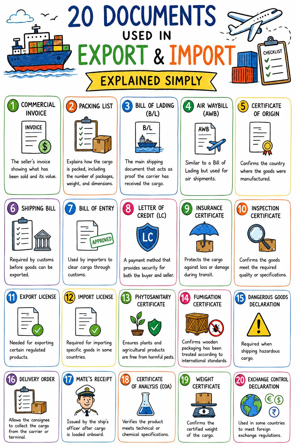 20 Documents Used in Export & Import